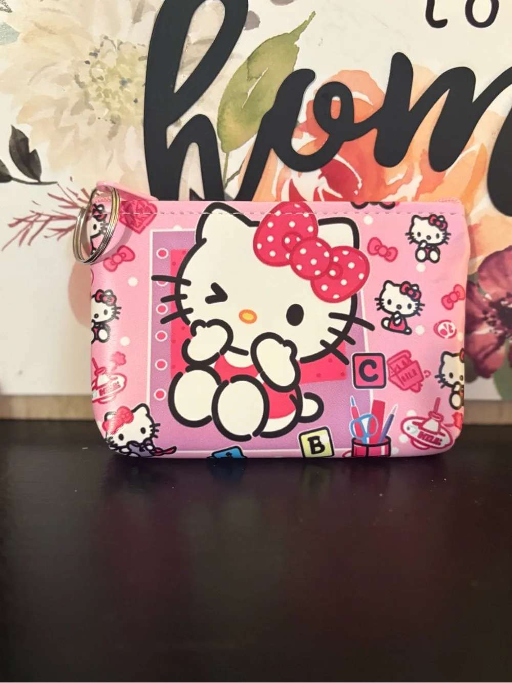 4/20$♥️Hello Kitty Pink Coin Purse Key Ring Wallet